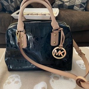 Michael Kors Small Black satchel with MK Logo print